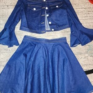 Denim Blue Women's Skirt Set